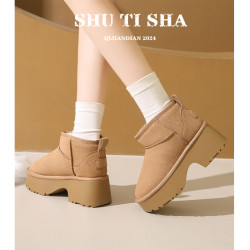 松糕厚底增高勃肯鞋女鞋子2026新款秋冬季加絨毛毛棉鞋保暖雪地靴