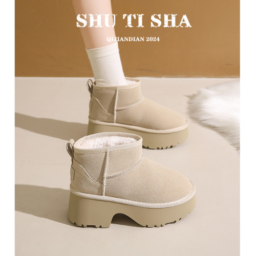 松糕厚底增高勃肯鞋女鞋子2026新款秋冬季加絨毛毛棉鞋保暖雪地靴