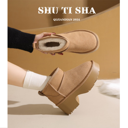 松糕厚底增高勃肯鞋女鞋子2026新款秋冬季加絨毛毛棉鞋保暖雪地靴