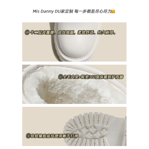 防水防滑厚底時尚保暖雪地靴女2025新款白色短靴加絨加厚大棉鞋冬