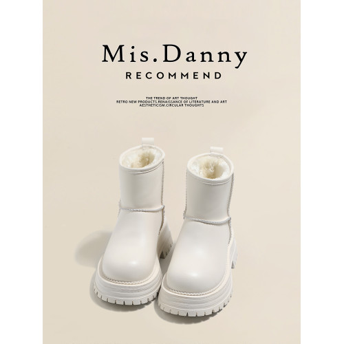 防水防滑厚底時尚保暖雪地靴女2025新款白色短靴加絨加厚大棉鞋冬