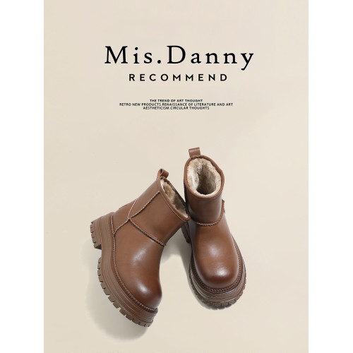 防水防滑厚底時尚保暖雪地靴女2025新款白色短靴加絨加厚大棉鞋冬