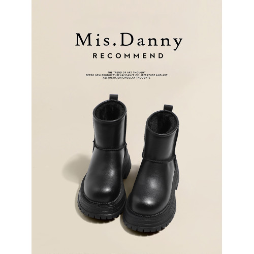 防水防滑厚底時尚保暖雪地靴女2025新款白色短靴加絨加厚大棉鞋冬