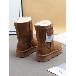 全羊毛厚底雪地靴女中筒2025冬新款皮毛一體防滑東北加絨保暖棉鞋