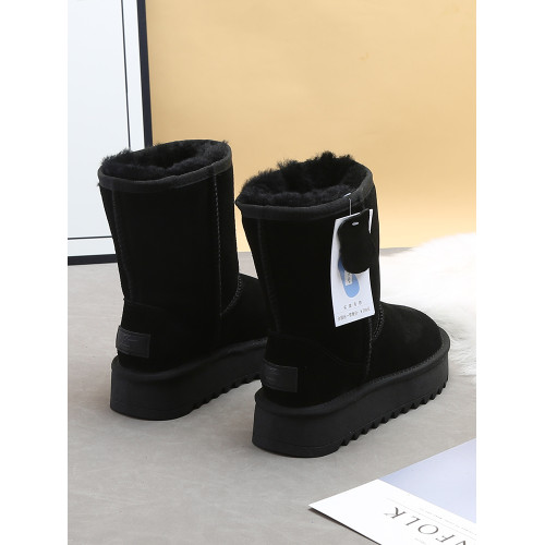 全羊毛厚底雪地靴女中筒2025冬新款皮毛一體防滑東北加絨保暖棉鞋