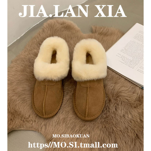 雪地靴女低幫短款加絨棉鞋冬季2026年新款毛毛鞋外穿保暖棉拖鞋子