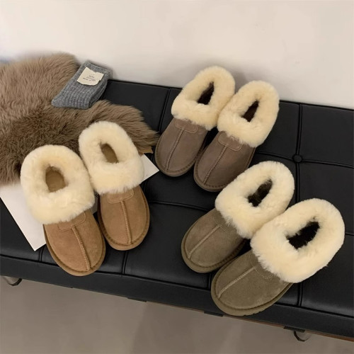 雪地靴女低幫短款加絨棉鞋冬季2026年新款毛毛鞋外穿保暖棉拖鞋子