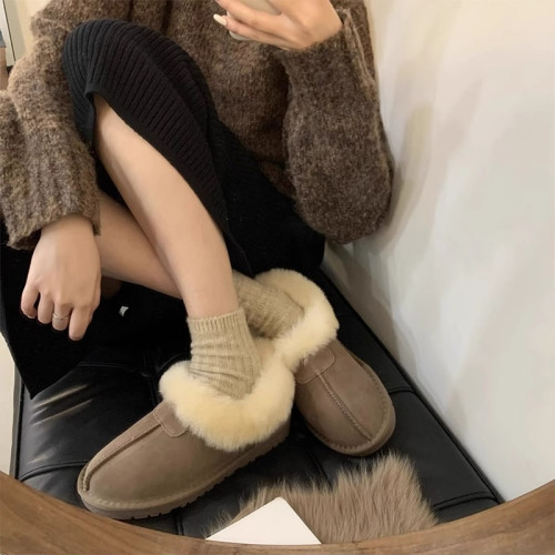 雪地靴女低幫短款加絨棉鞋冬季2026年新款毛毛鞋外穿保暖棉拖鞋子