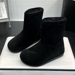 英倫風真皮厚底增高雪地靴女2025冬季新款圓頭套筒純色加絨短筒靴