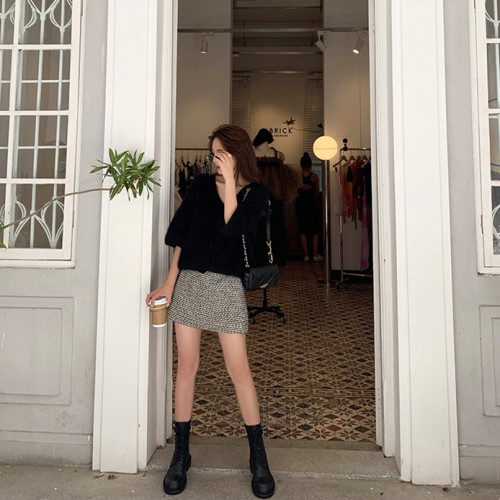 ann馬丁靴女2025新款秋冬單靴真皮英倫風中筒系帶黑色厚底短靴子