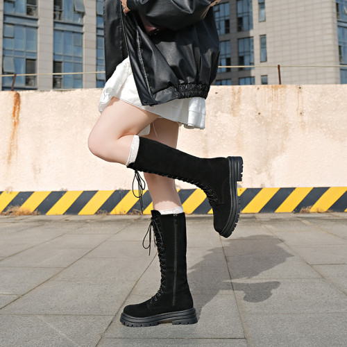 厚底長筒靴女粗腿胖mm加寬大碼女靴41一43馬丁靴大筒圍高筒騎士靴 厚底長筒靴女粗腿胖mm加寬大碼女靴41一43馬丁靴大筒圍高筒騎士靴