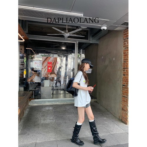 褲琯靴女粗腿胖mm大筒圍長筒靴皮帶釦褶皺中筒堆堆騎士靴大碼長靴