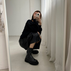 荒荒同款瘦瘦靴女網紅短靴馬丁靴2025秋冬新款厚底中筒百搭彈力靴