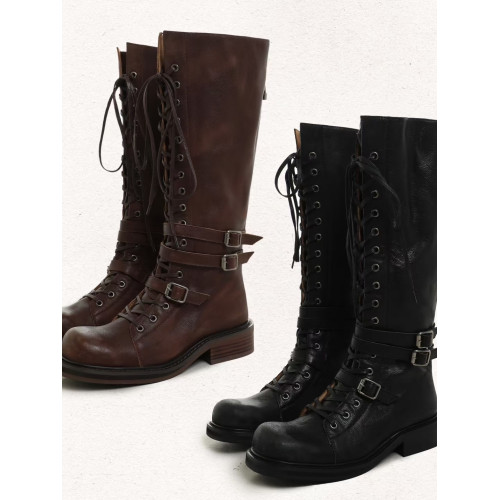 韓系熱款2025新復古尖頭坡跟增高女褶皺靴堆堆靴騎士靴高跟長筒靴 韓系熱款2025新復古尖頭坡跟增高女褶皺靴堆堆靴騎士靴高跟長筒靴