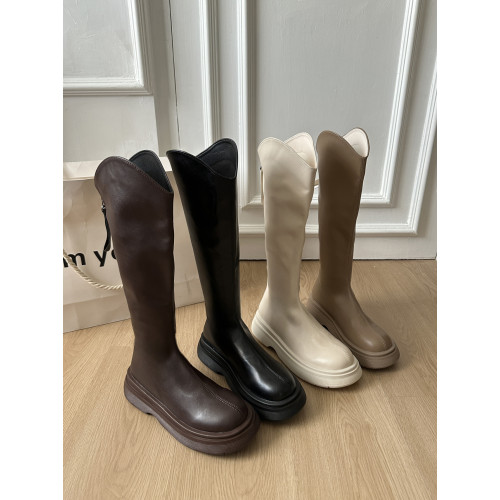 黑色不過膝厚底靴子女長筒靴2026新款春季配裙子增高顯瘦騎士長靴