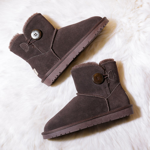 2025年冬季新款真皮雪地靴女牛皮短靴短筒加厚保暖防滑一腳蹬棉鞋