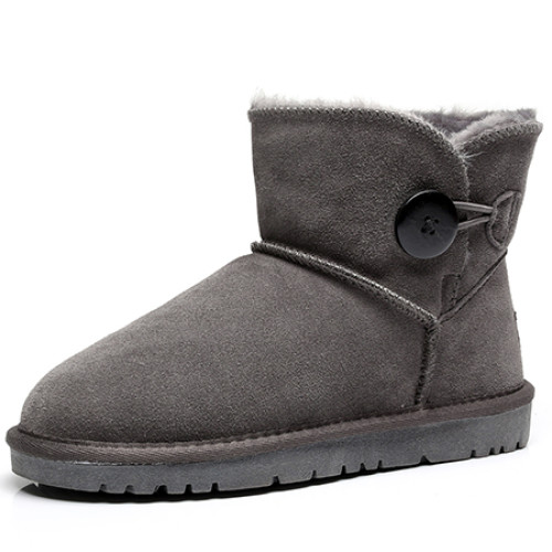 2025年冬季新款真皮雪地靴女牛皮短靴短筒加厚保暖防滑一腳蹬棉鞋