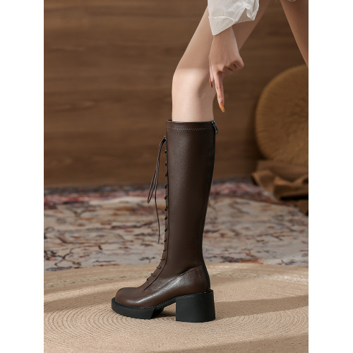 靴子女長筒靴2025新款春秋復古長靴女高跟粗跟騎士靴女厚底高筒靴 靴子女長筒靴2025新款春秋復古長靴女高跟粗跟騎士靴女厚底高筒靴