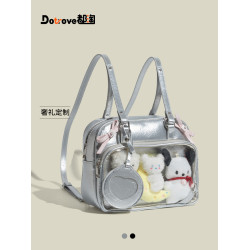 都淘原創日系蝴蝶結銀色痛包女生小食量娃包二次元吧唧學生小後後背包