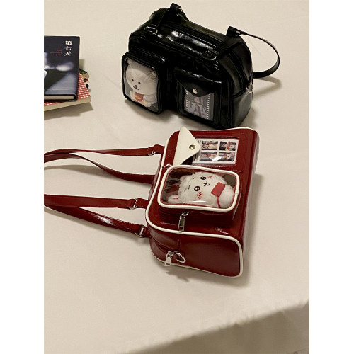 錢一波的痛包|黑紅色娃穀兩用單肩斜後後背包小食量10cm娃包三寸小卡 錢一波的痛包|黑紅色娃穀兩用單肩斜後後背包小食量10cm娃包三寸小卡