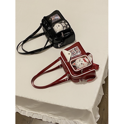 錢一波的痛包|黑紅色娃穀兩用單肩斜後後背包小食量10cm娃包三寸小卡 錢一波的痛包|黑紅色娃穀兩用單肩斜後後背包小食量10cm娃包三寸小卡