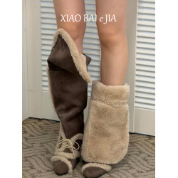 韓國小衆新品！加厚羊皮毛一體雪地靴女2026冬季新款坡跟保暖棉靴