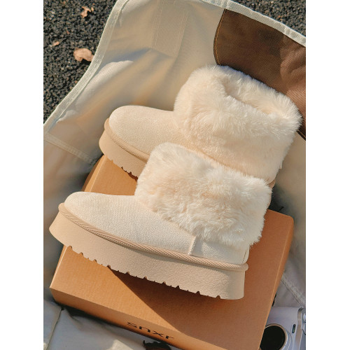 冬季雪地靴女款2025新款加絨加厚保暖冬鞋棉鞋厚底增高時尚短筒靴