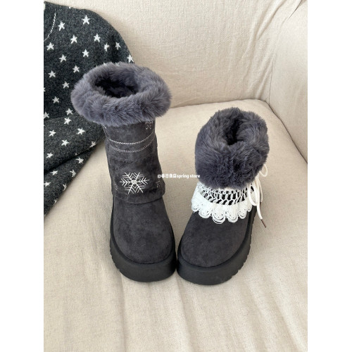 春日商店毛毛厚底雪地靴女款2025新款冬季加絨加厚棉鞋保暖棉靴