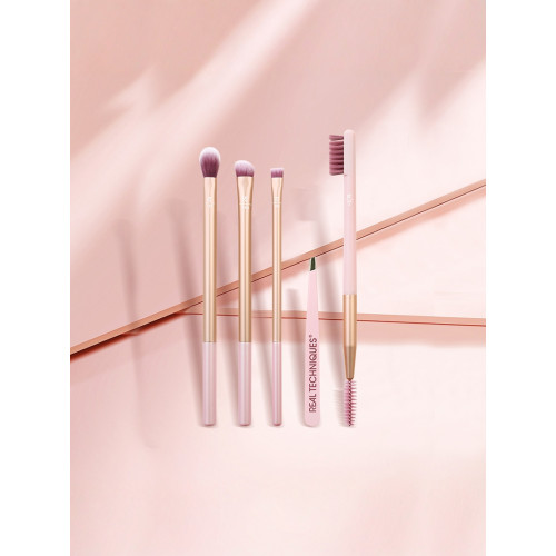 【官方旗艦店】RT化妝刷香檳粉眼眉套刷5支裝假睫毛鑷子眼影刷