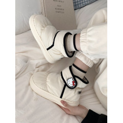 細細條 可愛HelloKitty凱蒂貓防水麵包棉鞋女冬外穿魔術貼雪地靴