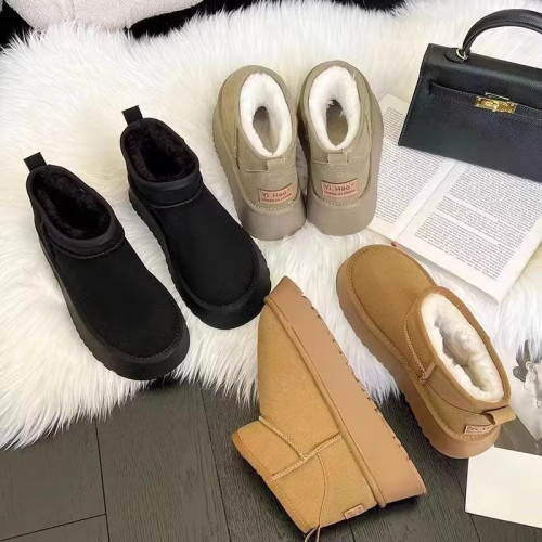 品牌特價雪地靴女2025新款冬季皮毛一體防水防滑加厚加絨短靴棉鞋