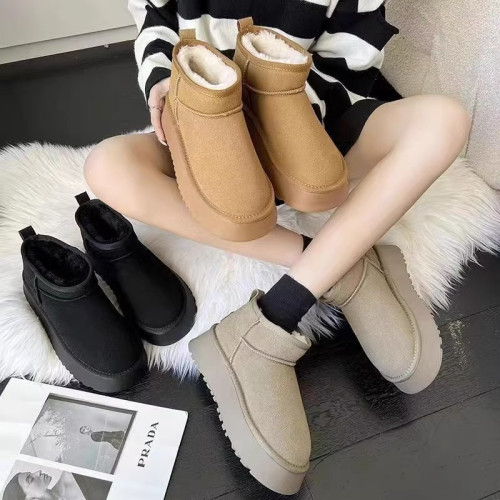 品牌特價雪地靴女2025新款冬季皮毛一體防水防滑加厚加絨短靴棉鞋