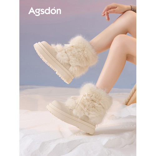 厚底雪地靴女2026新款冬季加絨保暖毛毛棉鞋小個子增高白色短靴子 厚底雪地靴女2026新款冬季加絨保暖毛毛棉鞋小個子增高白色短靴子