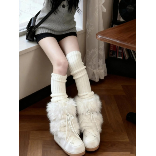 花小姐辣妹白色厚底雪地靴女2025冬季新款加絨保暖毛毛靴防滑棉鞋