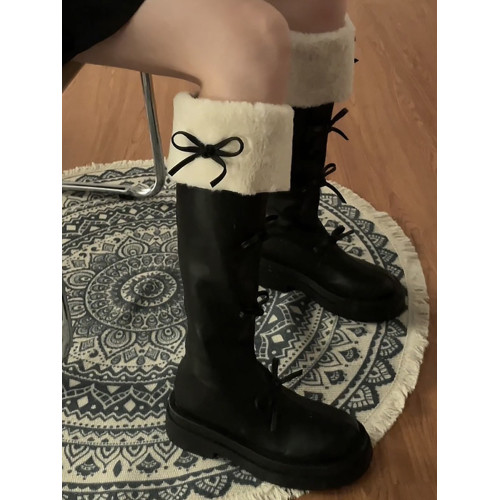 花小姐長筒靴女2026冬季新款厚底保暖加絨加厚雪地靴高筒騎士靴潮