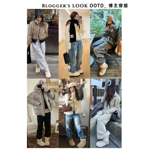 厚底毛毛鞋雪地靴女2026新款冬季加絨加厚短靴保暖勃肯雪地棉鞋子