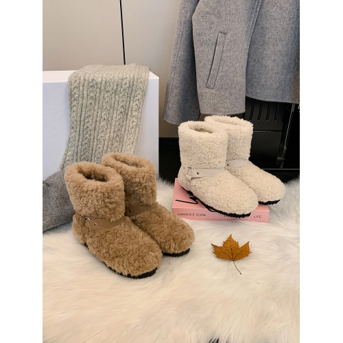 厚底毛毛鞋雪地靴女2026新款冬季加絨加厚短靴保暖勃肯雪地棉鞋子