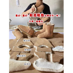 2025年新款河南桑坡雪地靴女中筒皮毛一體冬季加絨加厚灰色棉鞋男