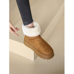 厚底雪地靴女款冬季加絨加厚東北大棉鞋防滑防水中筒休閒軟底短靴