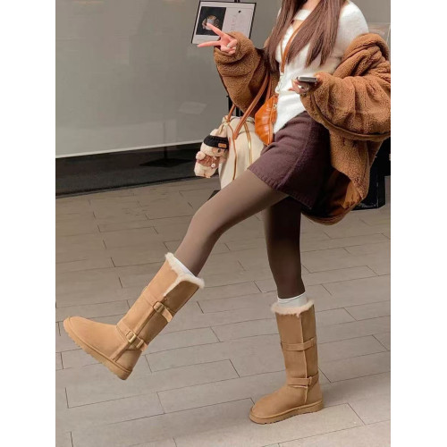 東北厚底高筒雪地靴冬季加絨加厚平底毛毛長筒靴百搭中筒保暖棉鞋