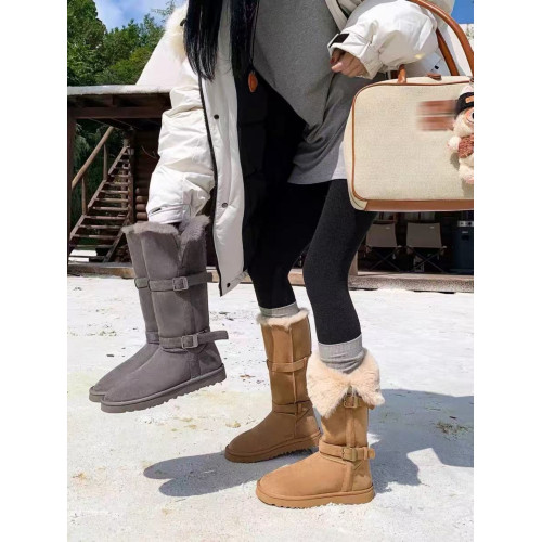 東北厚底高筒雪地靴冬季加絨加厚平底毛毛長筒靴百搭中筒保暖棉鞋