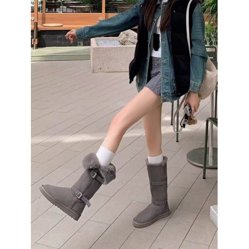 東北厚底高筒雪地靴冬季加絨加厚平底毛毛長筒靴百搭中筒保暖棉鞋