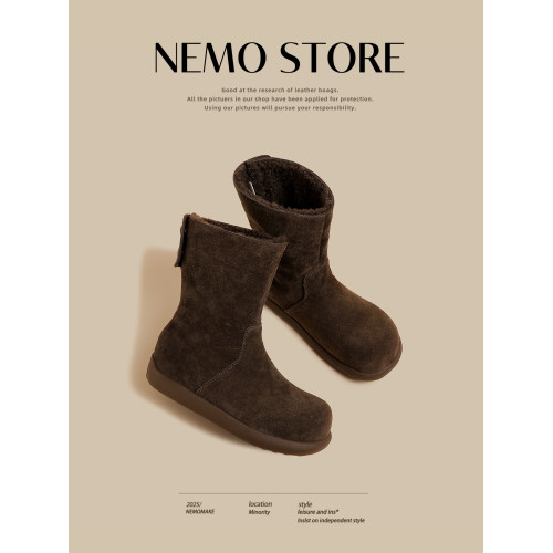 冬日小暖爐雪地靴女2025冬季新款芒果頭棕色加絨兩穿高幫保暖棉靴 冬日小暖爐雪地靴女2025冬季新款芒果頭棕色加絨兩穿高幫保暖棉靴