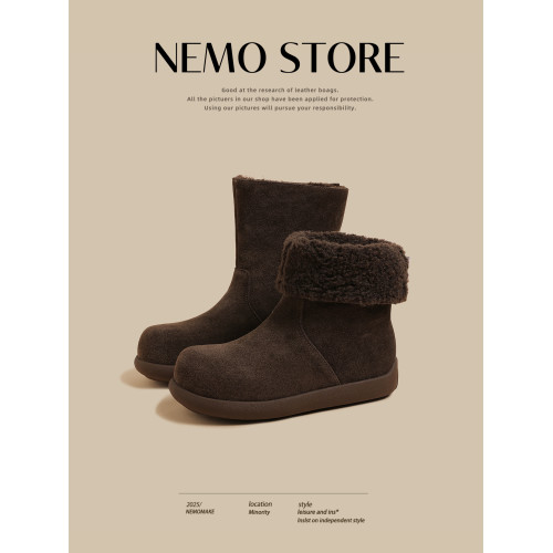 冬日小暖爐雪地靴女2025冬季新款芒果頭棕色加絨兩穿高幫保暖棉靴 冬日小暖爐雪地靴女2025冬季新款芒果頭棕色加絨兩穿高幫保暖棉靴