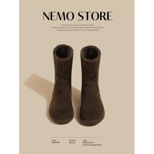 冬日小暖爐雪地靴女2025冬季新款芒果頭棕色加絨兩穿高幫保暖棉靴 冬日小暖爐雪地靴女2025冬季新款芒果頭棕色加絨兩穿高幫保暖棉靴