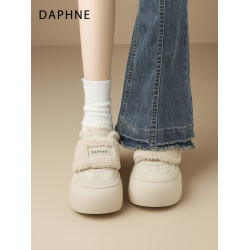 達芙妮加絨厚底雪地靴女2026冬季新款爆款保暖棉鞋魔術貼毛毛女鞋