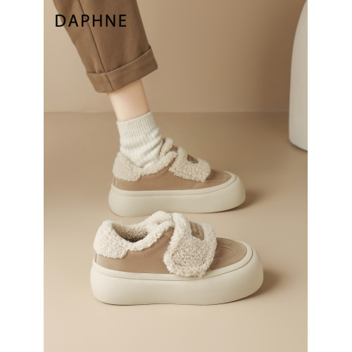 達芙妮加絨厚底雪地靴女2026冬季新款爆款保暖棉鞋魔術貼毛毛女鞋