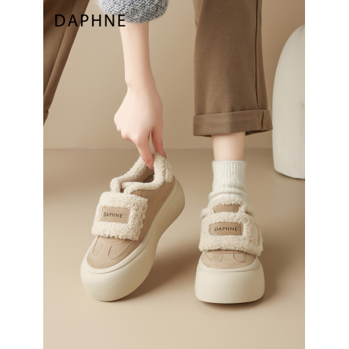 達芙妮加絨厚底雪地靴女2026冬季新款爆款保暖棉鞋魔術貼毛毛女鞋