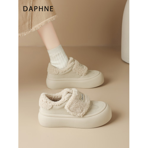 達芙妮加絨厚底雪地靴女2026冬季新款爆款保暖棉鞋魔術貼毛毛女鞋