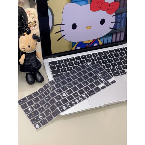 汪三嵗「黑皮kitty」黑色彩繪鍵盤膜適用華爲蘋果筆電防水防汙 汪三嵗「黑皮kitty」黑色彩繪鍵盤膜適用華爲蘋果筆電防水防汙